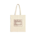 Funny White Elephant Tote Bag Gag Gift Facts Nutrition Label