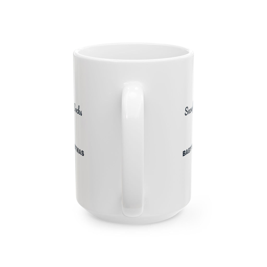 Baby's First Christmas Coffee Mug 2026 Snowflakes And Tiny Socks