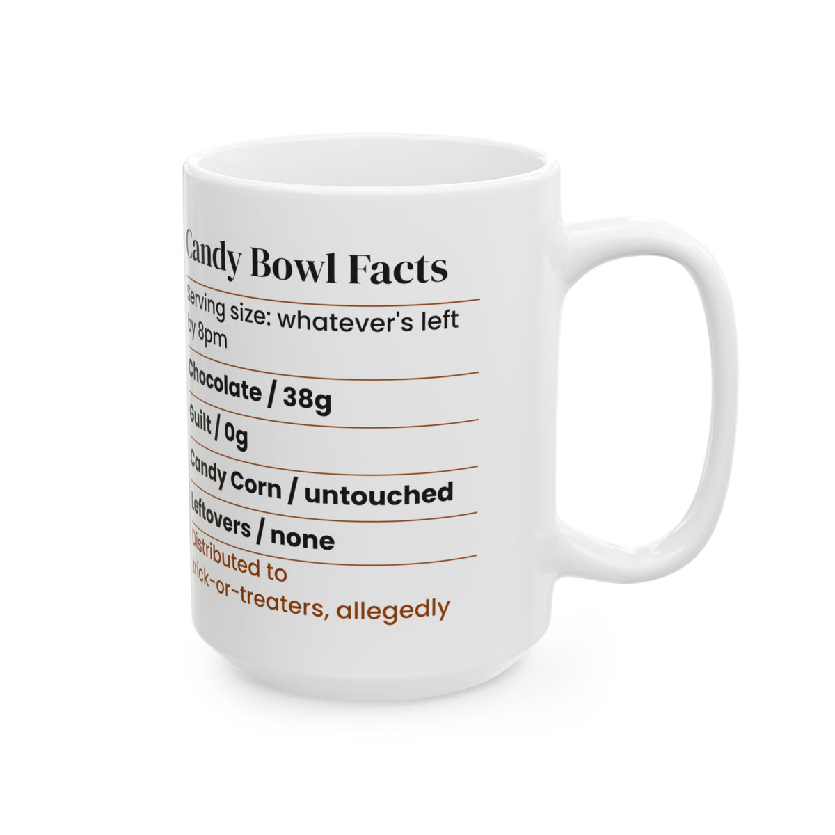 Funny Halloween Coffee Mug Candy Bowl Nutrition Facts For Candy Lovers