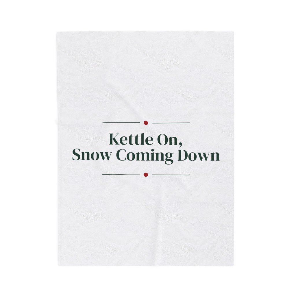 Christmas Throw Blanket Kettle On Snow Coming Down Cozy Winter Cup