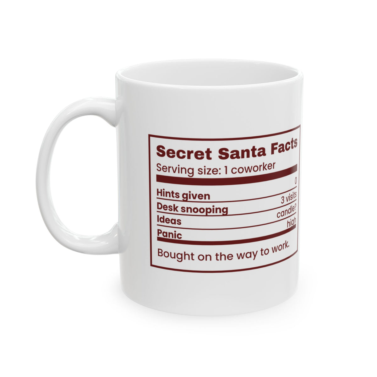 Funny Christmas Coworker Coffee Mug Secret Santa Facts Label