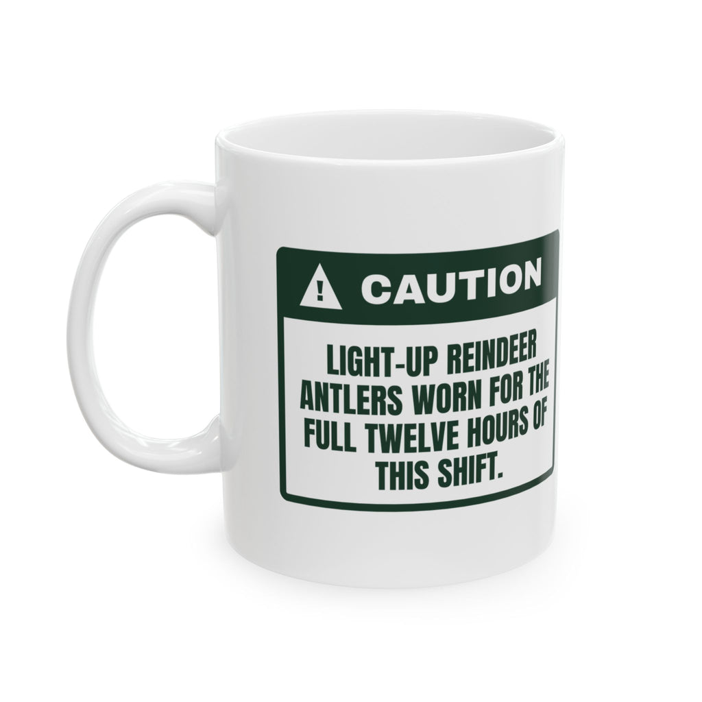 Funny Christmas Nurse Coffee Mug Light-Up Antlers Twelve Hour Shift