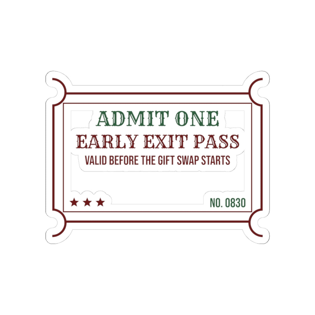 Funny Introvert Christmas Party Sticker Early Exit Pass Ticket