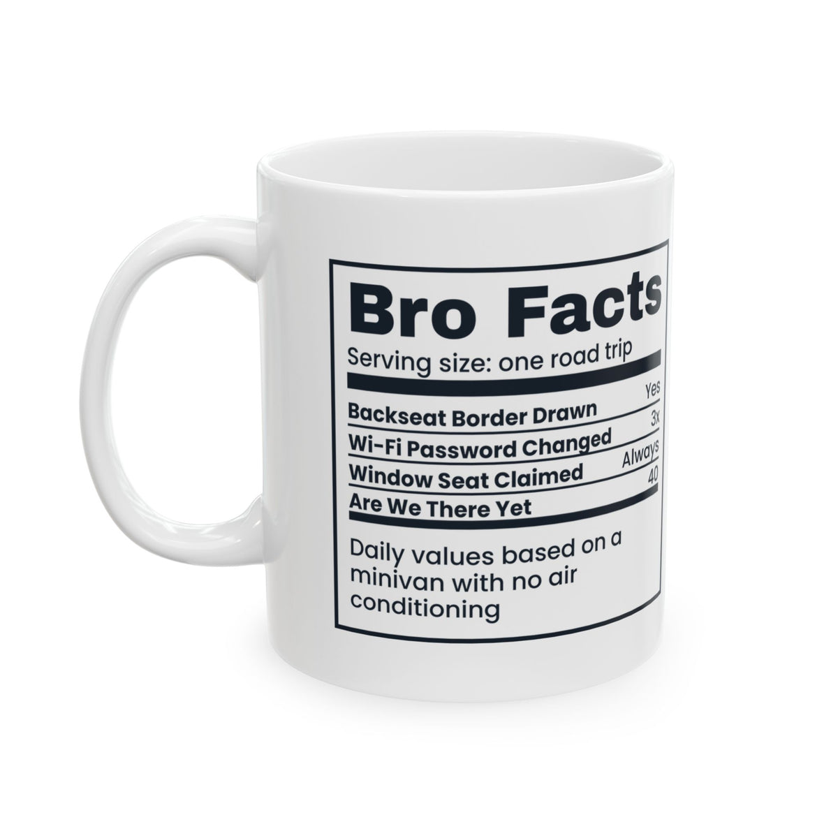 Funny Brother Coffee Mug Bro Facts Backseat Border Enforced For Brothers