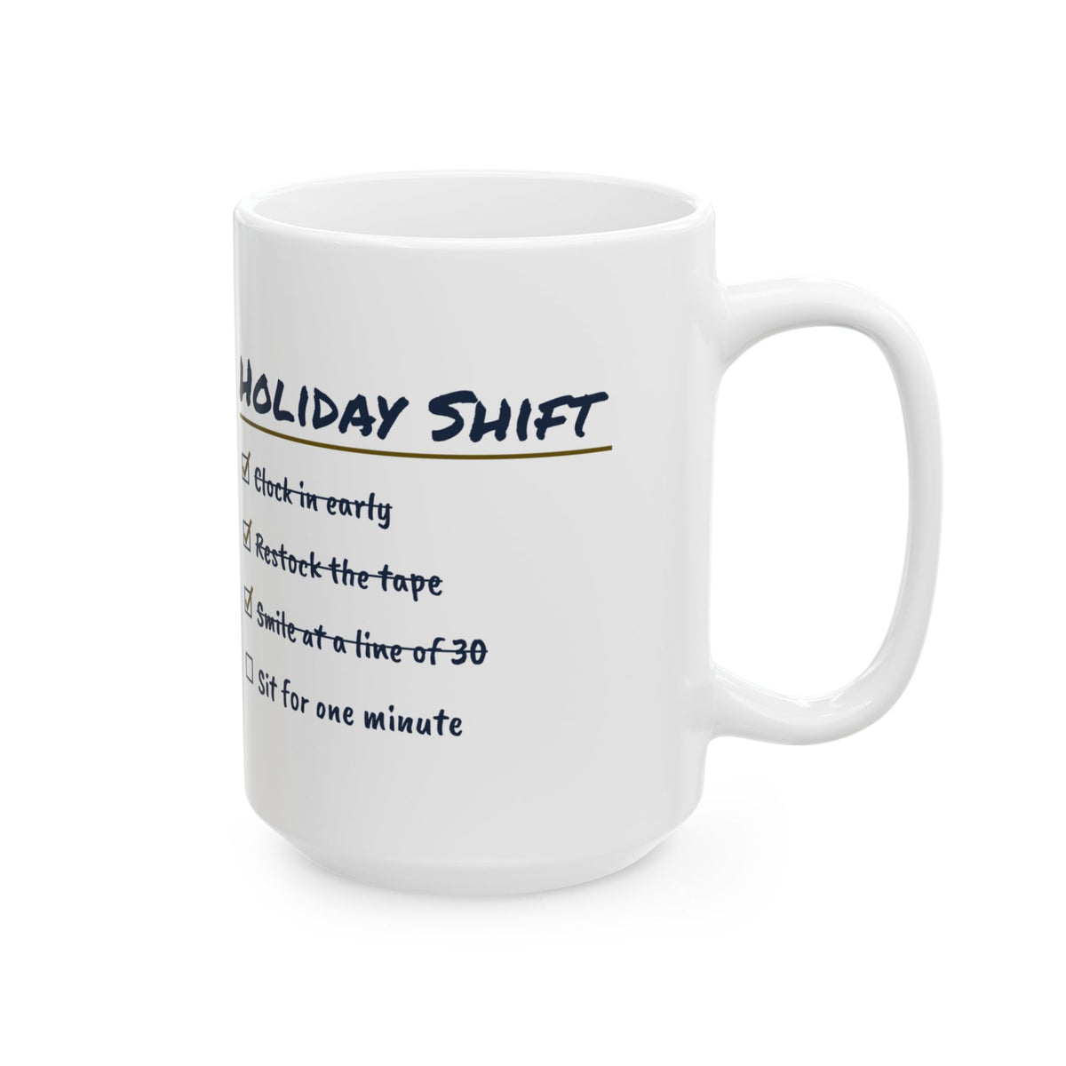 Funny Retail Christmas Coffee Mug Holiday Shift Checklist For Cashiers