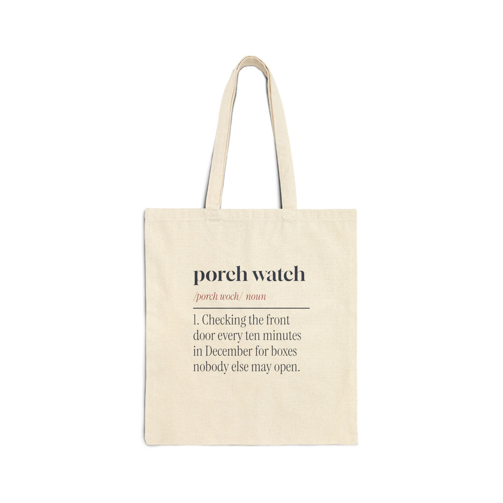 Funny Christmas Shopping Tote Bag Porch Watch Dictionary Definition