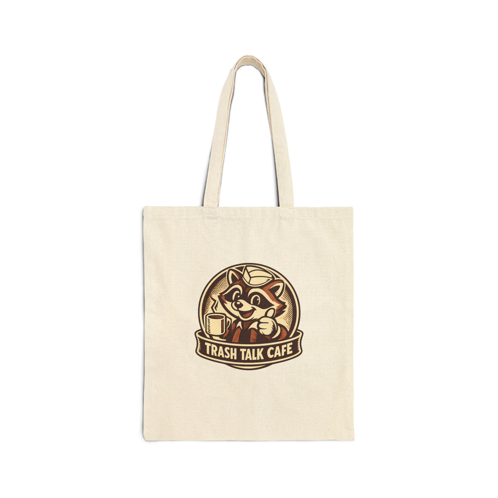 Trash Talk Cafe Funny Retro Raccoon Coffee Tote Bag