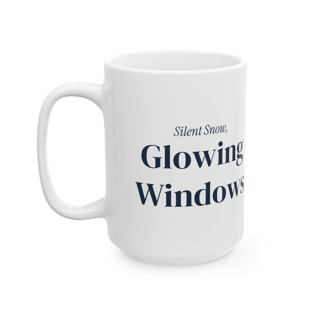 Cozy Winter Coffee Mug Silent Snow Glowing Windows