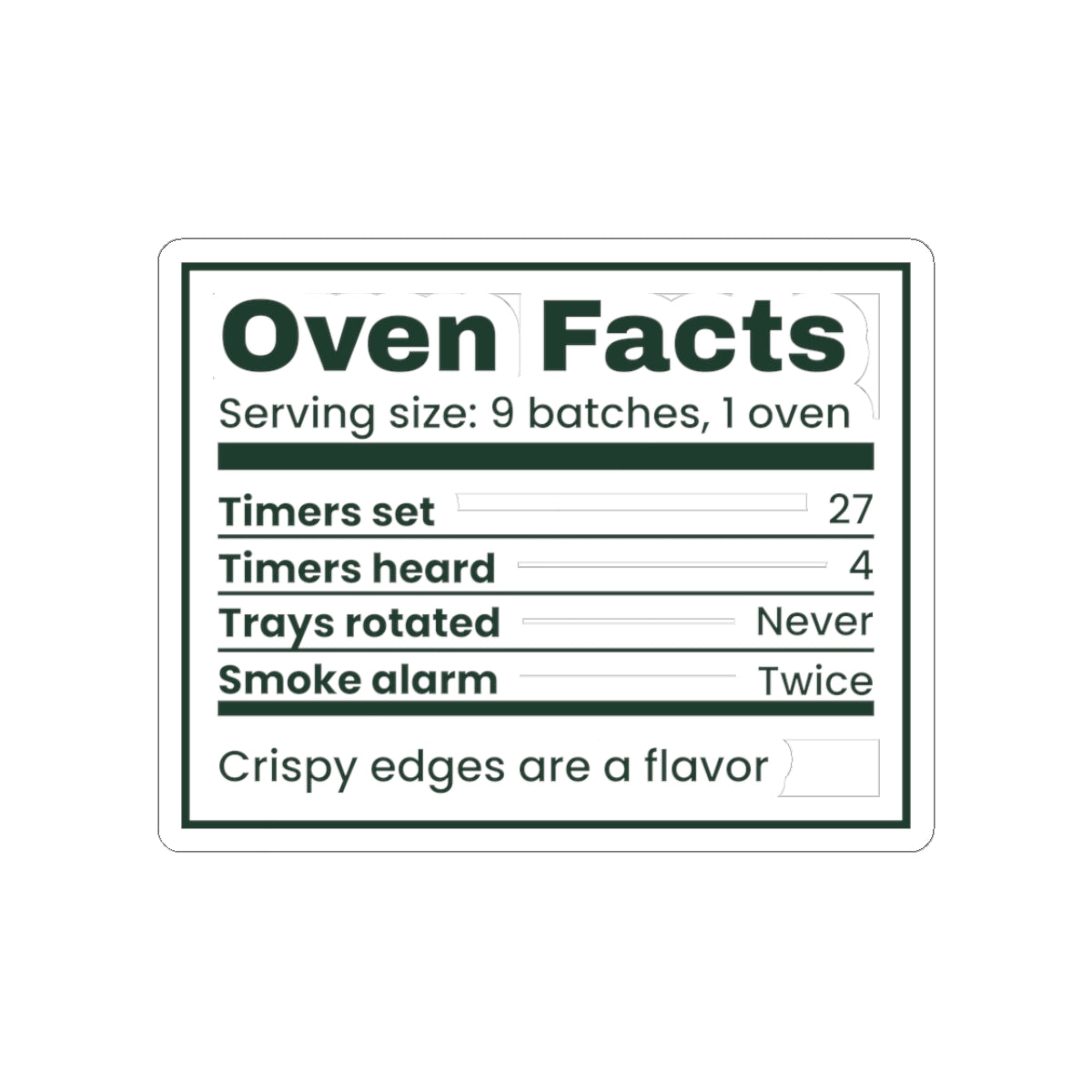 Funny Christmas Baking Sticker Oven Facts For Cookie Bakers