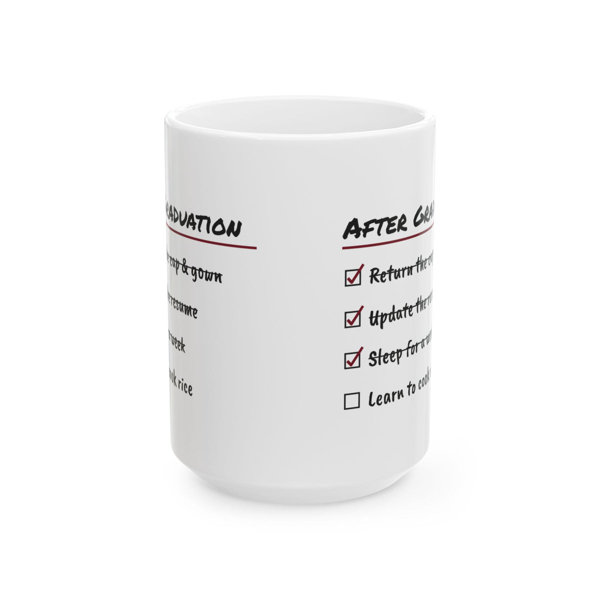 Funny College Graduation Coffee Mug After Graduation Checklist
