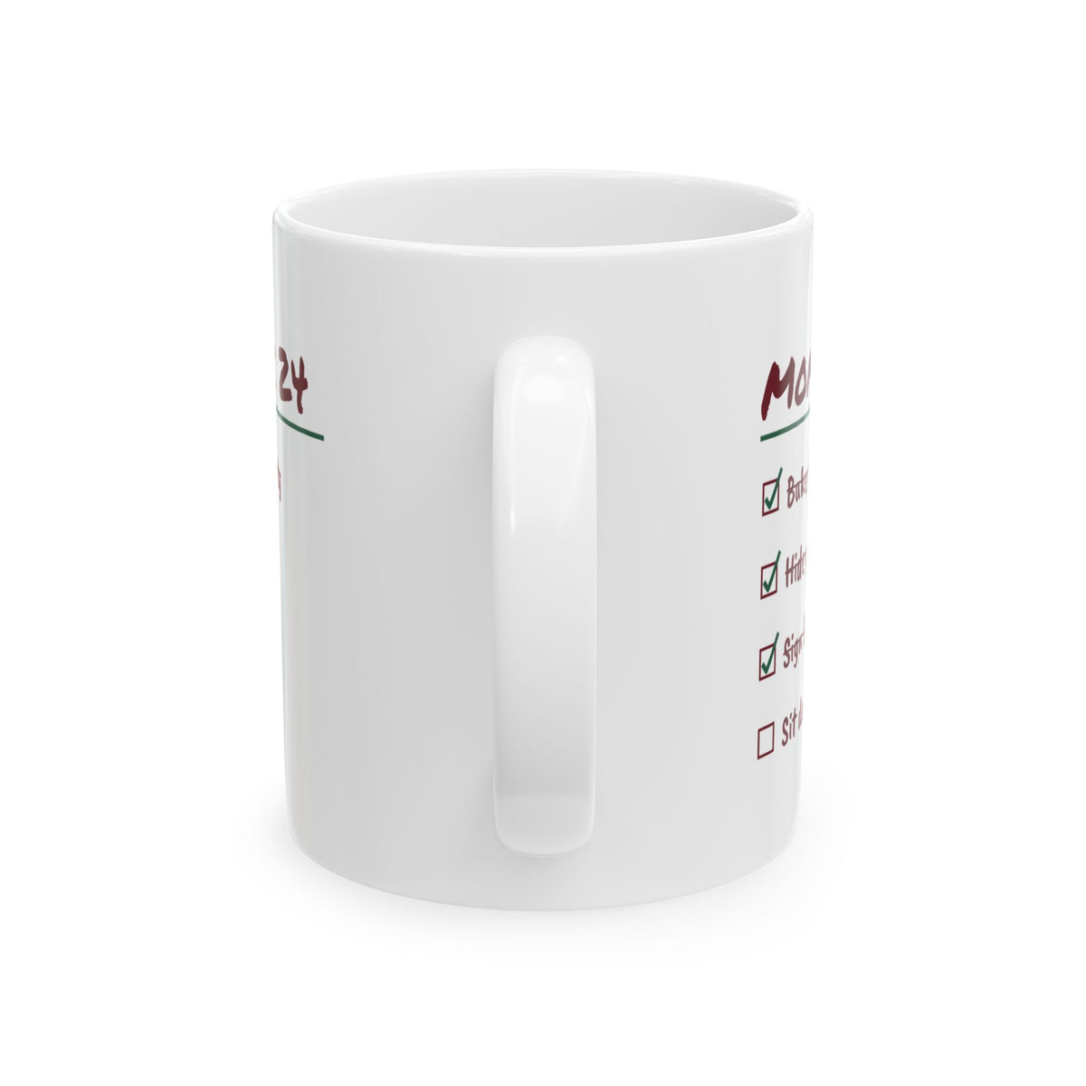 Funny Christmas Coffee Mug Mom's Christmas Eve List Sit Down For Mom