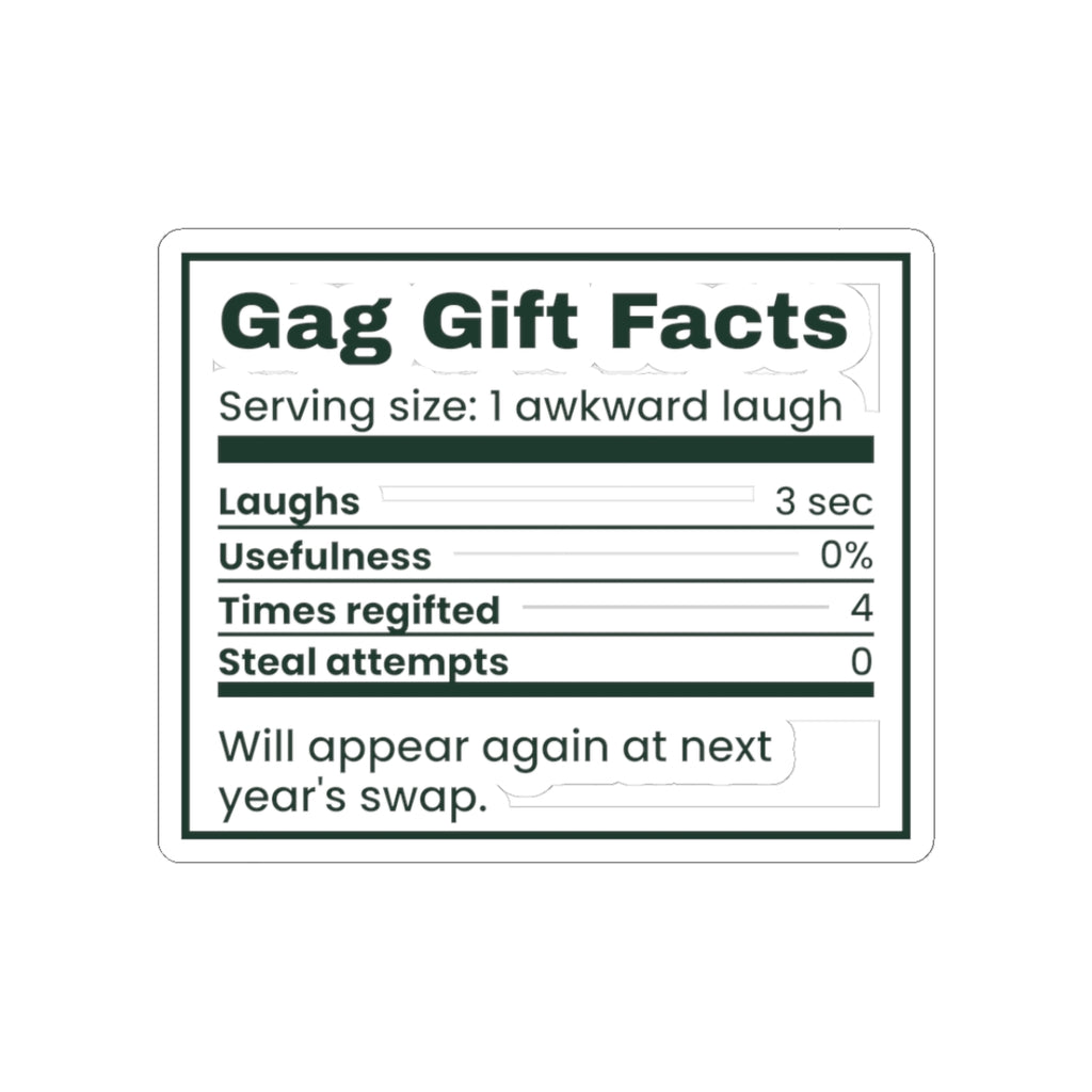Funny White Elephant Sticker Gag Gift Facts Back Again Next Year