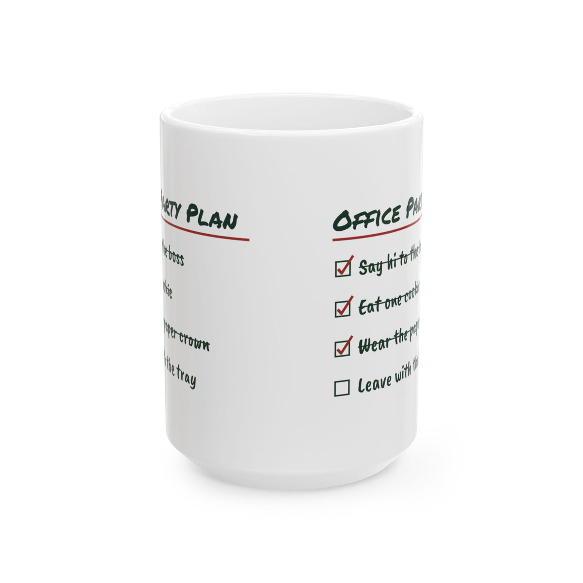 Funny Christmas Coffee Mug Office Party Plan Leave With The Tray