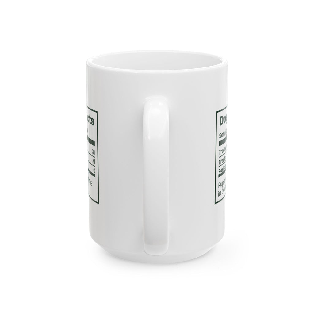 Funny Christmas Dog Coffee Mug Dog Treat Nutrition Facts Label