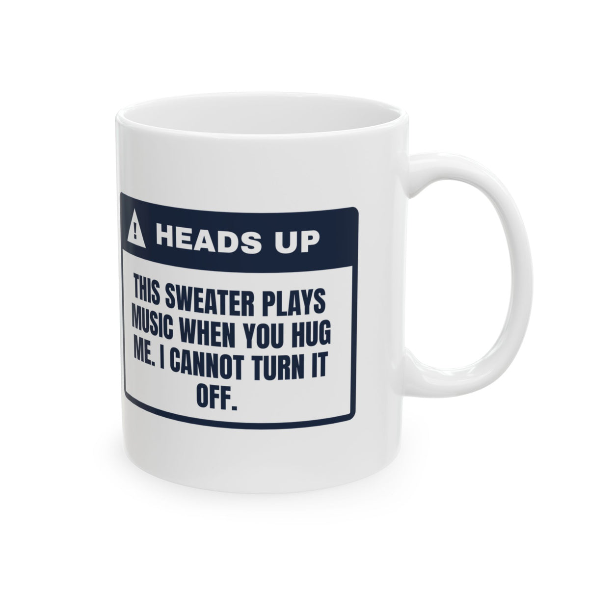 Funny Ugly Sweater Coffee Mug Plays Music When Hugged Warning