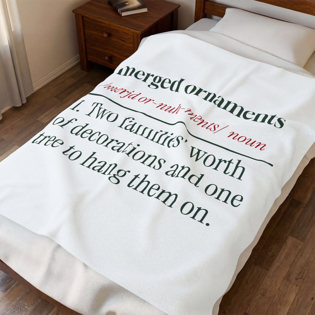 Funny Newlywed Christmas Throw Blanket Merged Ornaments Definition