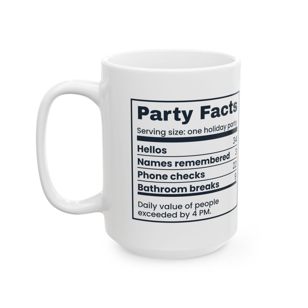Funny Introvert Christmas Party Coffee Mug Party Facts Nutrition Label