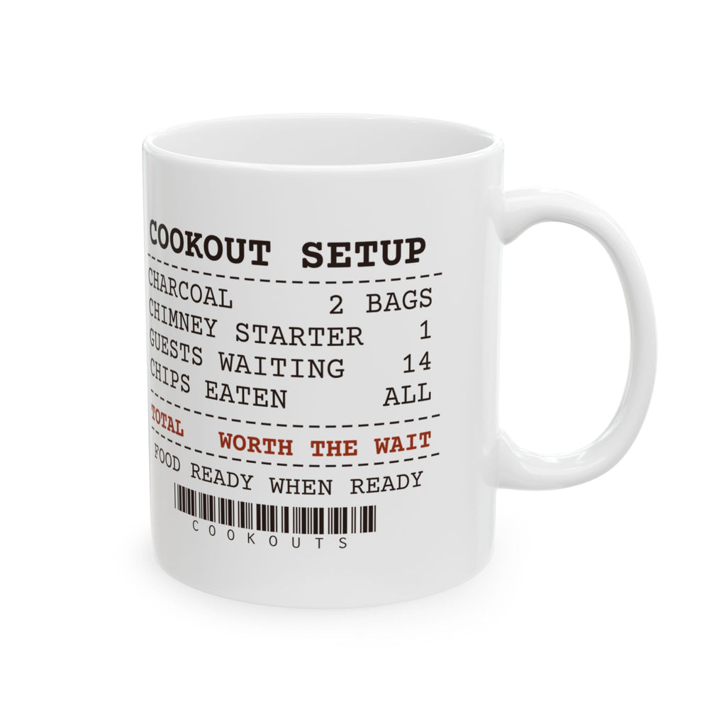 Funny BBQ Coffee Mug Cookout Receipt Guests Waiting Worth The Wait
