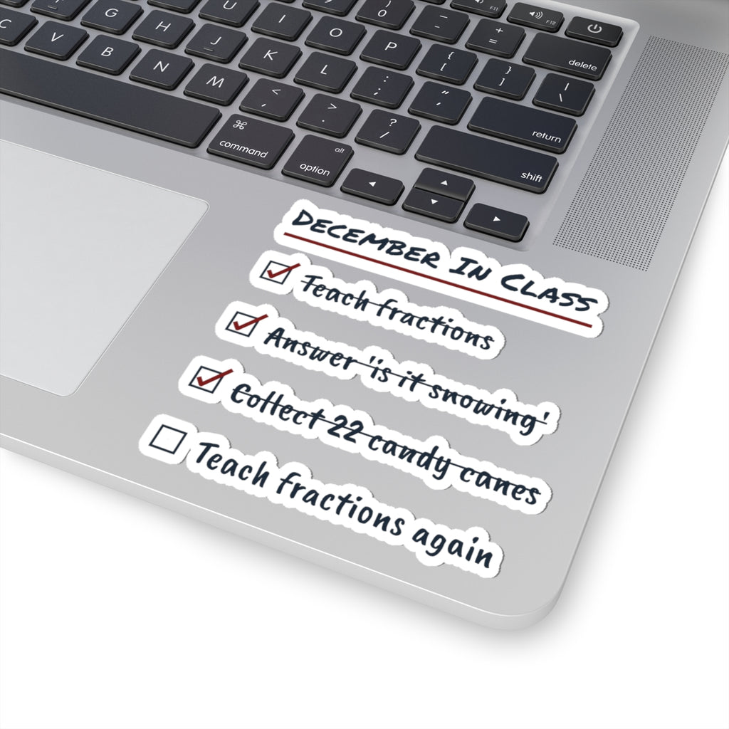 Funny Teacher Christmas Sticker December In Class Checklist