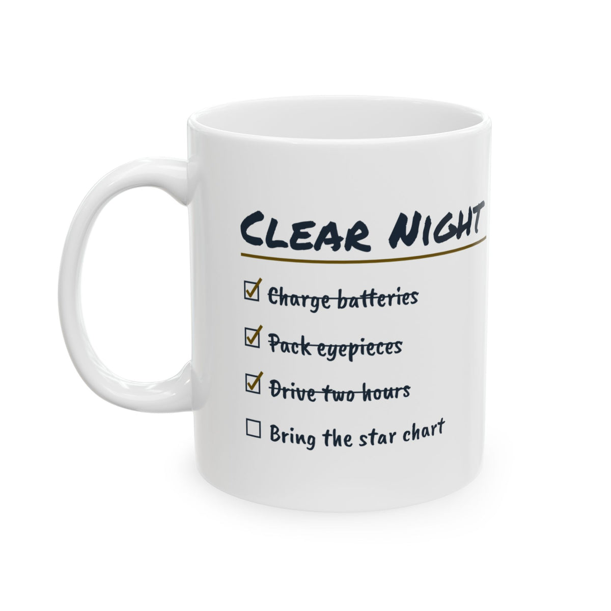 Funny Astronomy Coffee Mug Clear Night Checklist Amateur Astronomer