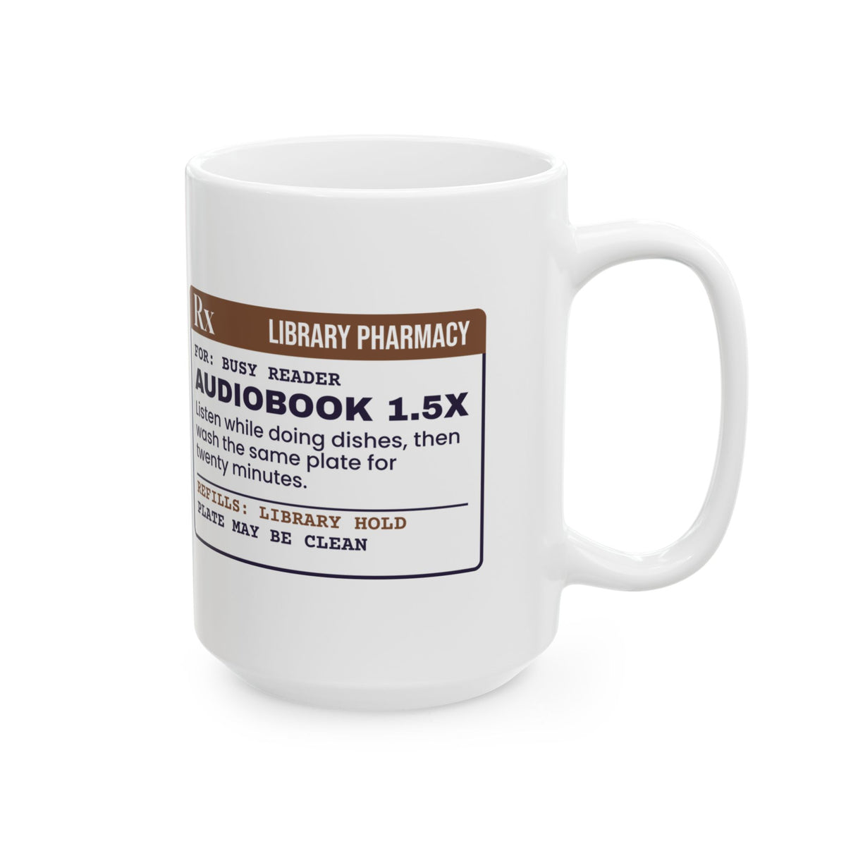 Funny Book Lover Coffee Mug Audiobook 1.5x Prescription For Readers