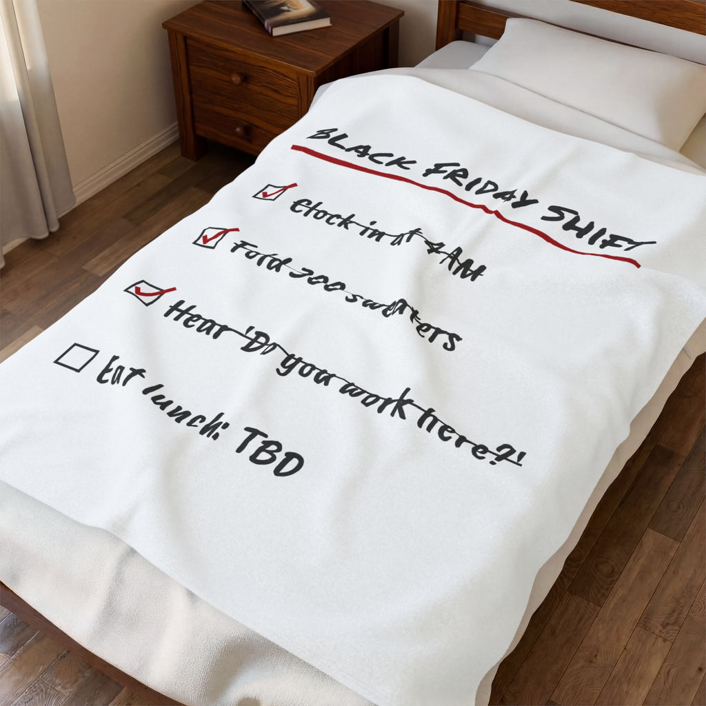 Funny Christmas Retail Throw Blanket Black Friday Shift Checklist