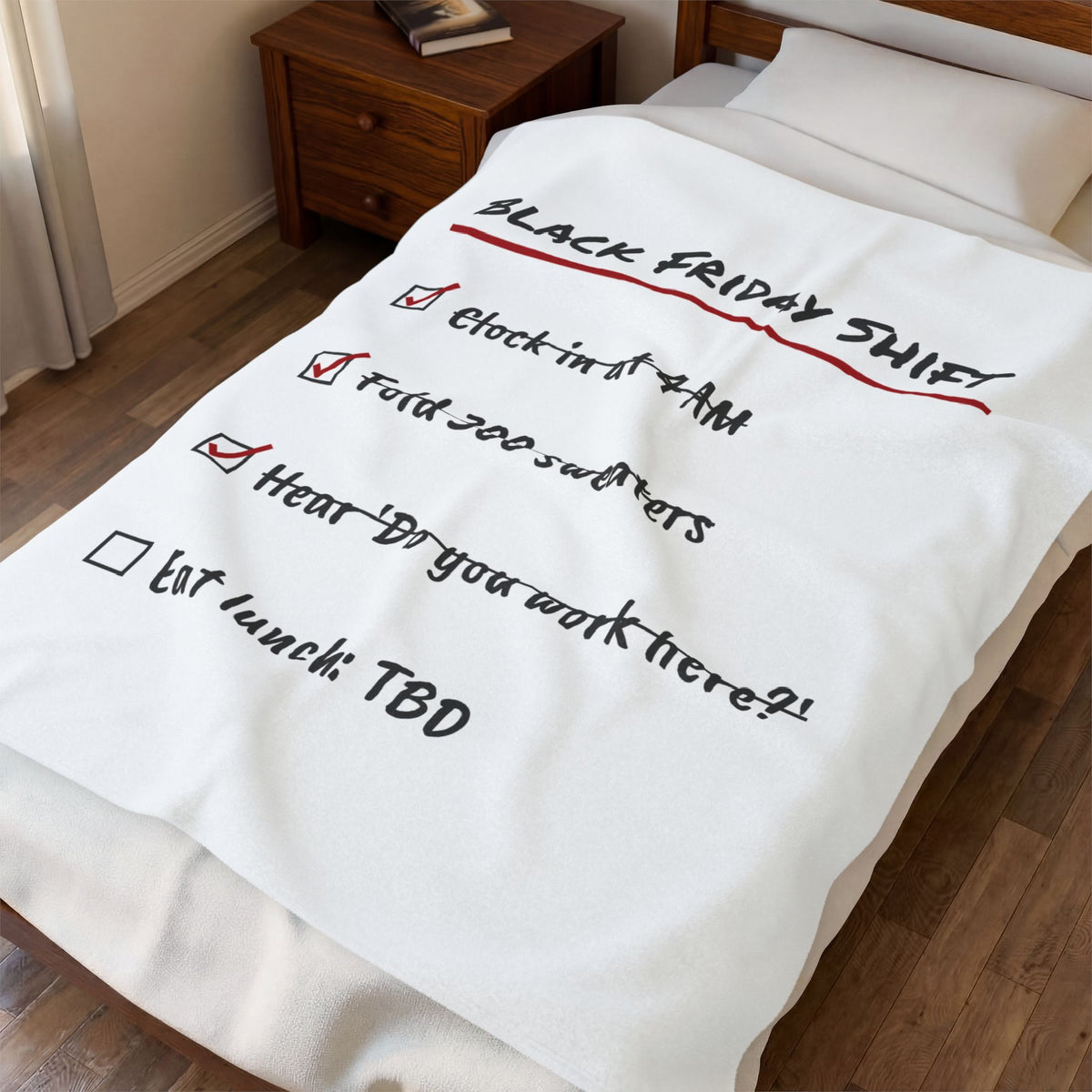 Funny Christmas Retail Throw Blanket Black Friday Shift Checklist
