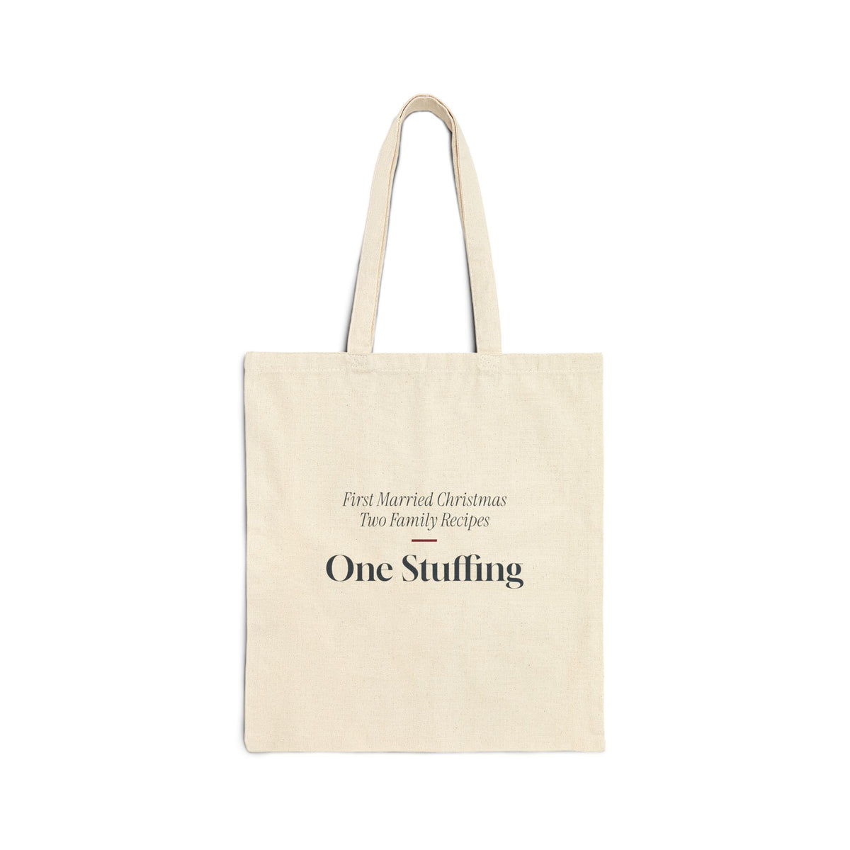 Funny Newlywed Christmas Tote Bag Two Family Recipes One Stuffing