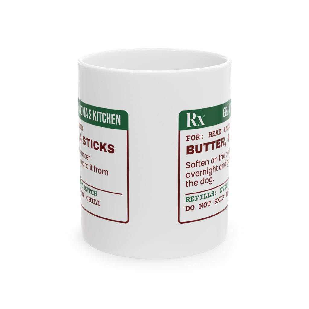 Funny Christmas Baking Coffee Mug Butter 4 Sticks Prescription Label