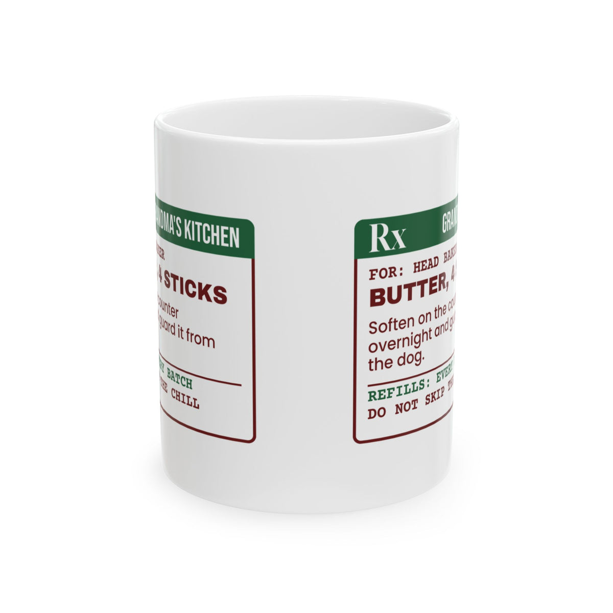 Funny Christmas Baking Coffee Mug Butter 4 Sticks Prescription Label