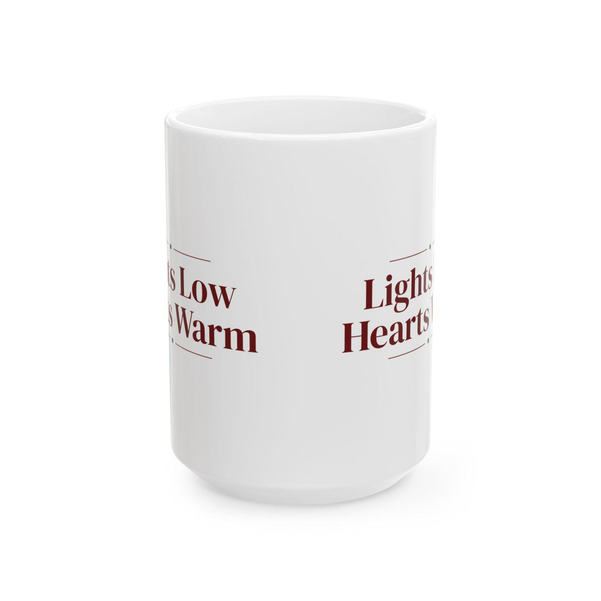 Christmas Coffee Mug Lights Low Hearts Warm Cozy Mug