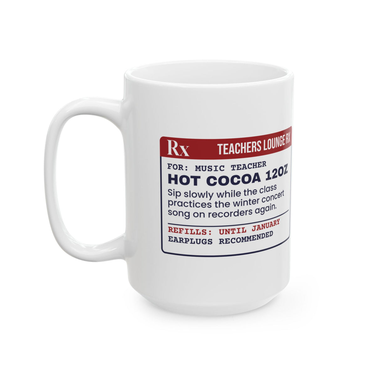 Funny Christmas Teacher Coffee Mug Hot Cocoa 12oz For Music Teachers