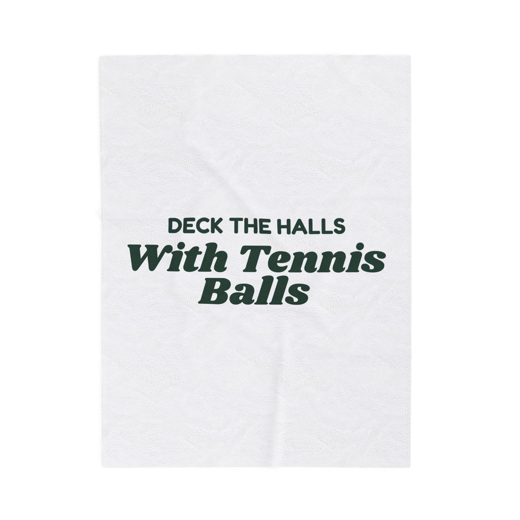 Funny Christmas Dog Throw Blanket Deck The Halls With Tennis Balls