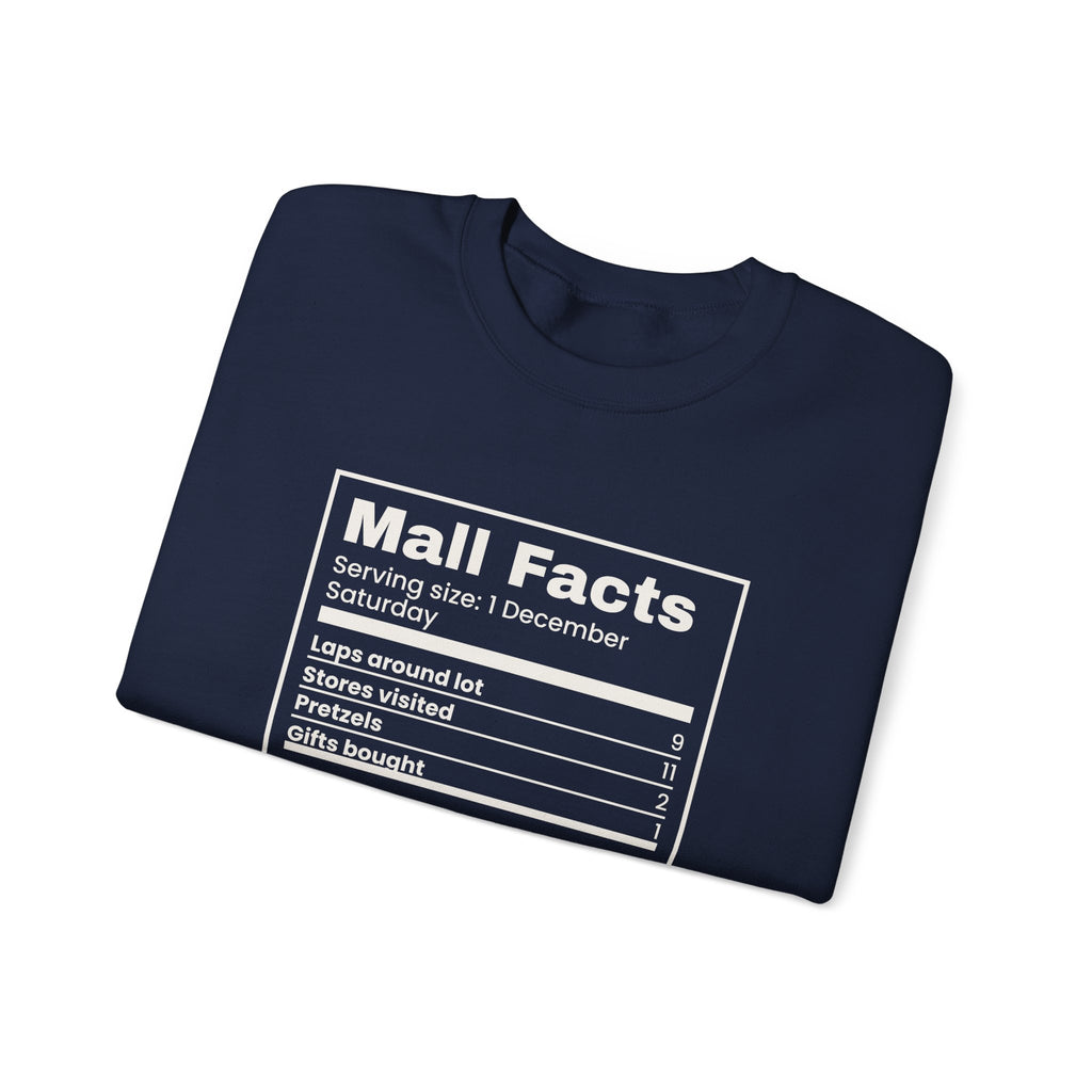 Funny Christmas Shopping Sweatshirt Mall Facts Nutrition Label
