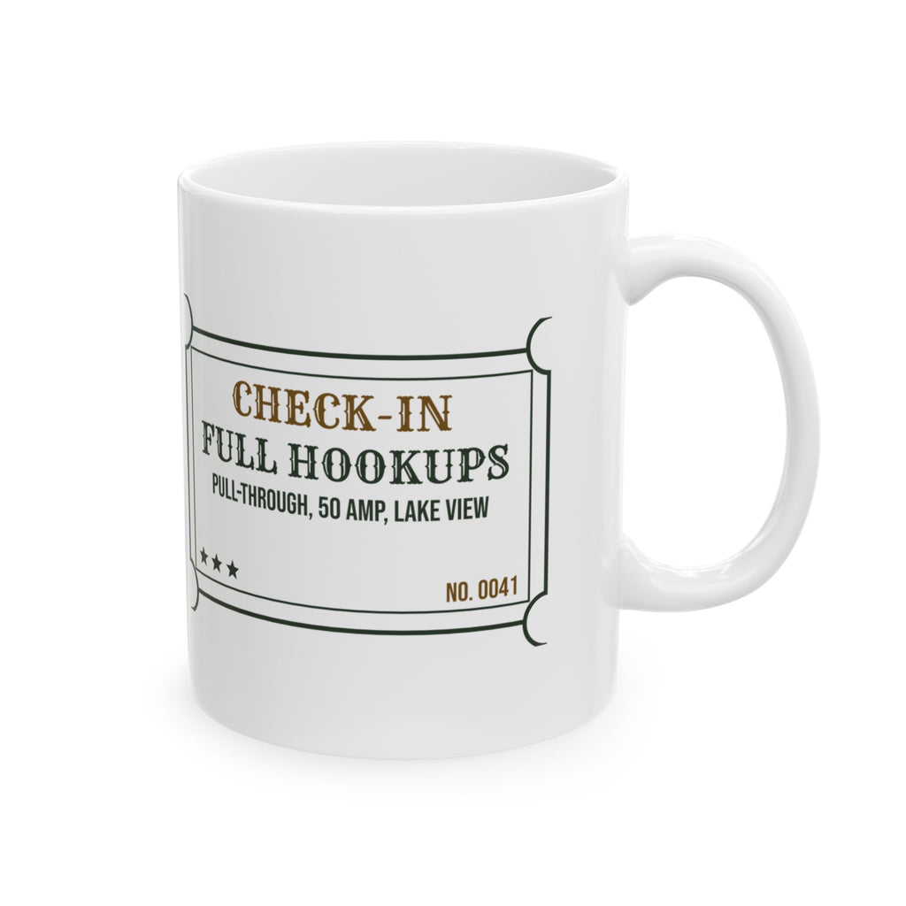 RV Coffee Mug Pull-Through Site Fifty Amp Lake View