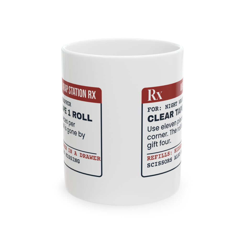 Funny Christmas Coffee Mug Clear Tape Prescription Late Night Wrapping