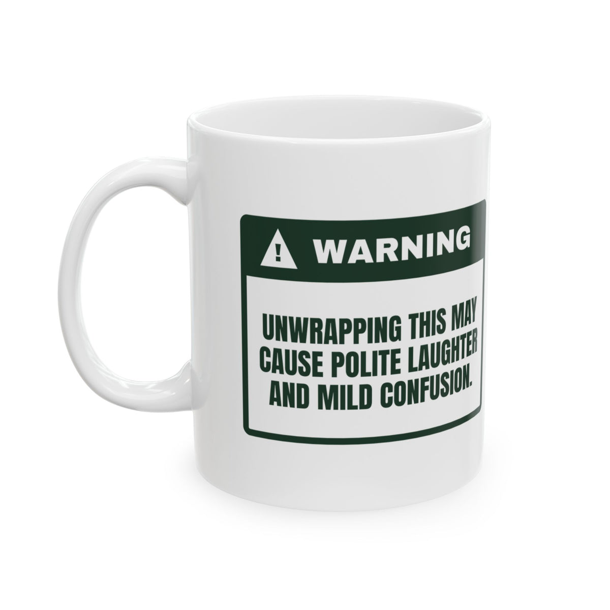 Funny White Elephant Coffee Mug May Cause Polite Laughter Warning