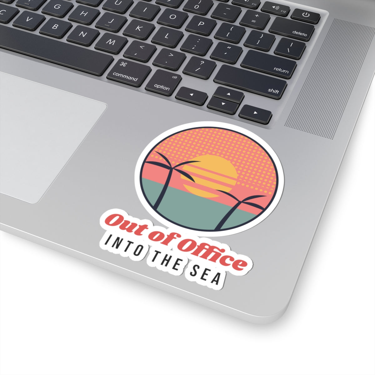 Retro Beach Sticker Out Of Office Into The Sea