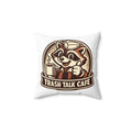 Trash Talk Cafe Funny Retro Raccoon Coffee Throw Pillow