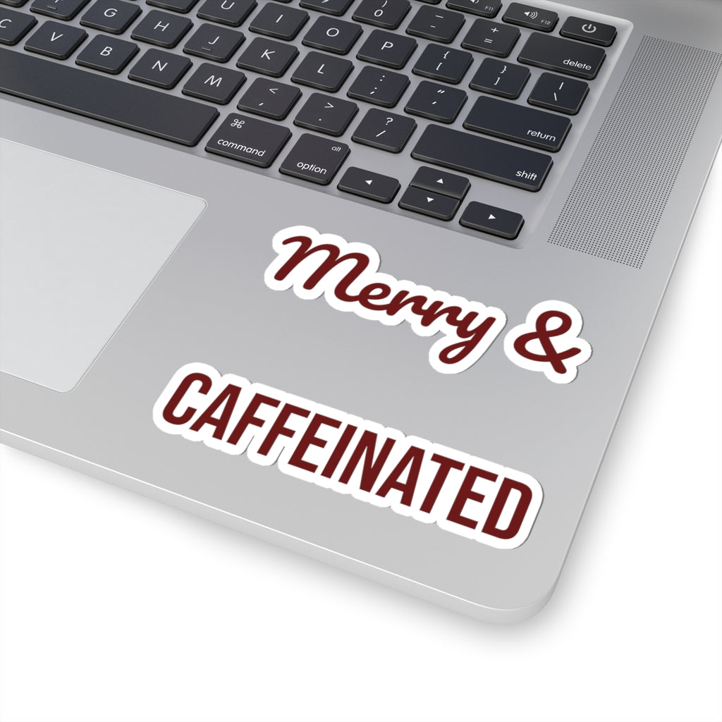 Christmas Sticker Merry And Caffeinated For Coffee Lovers