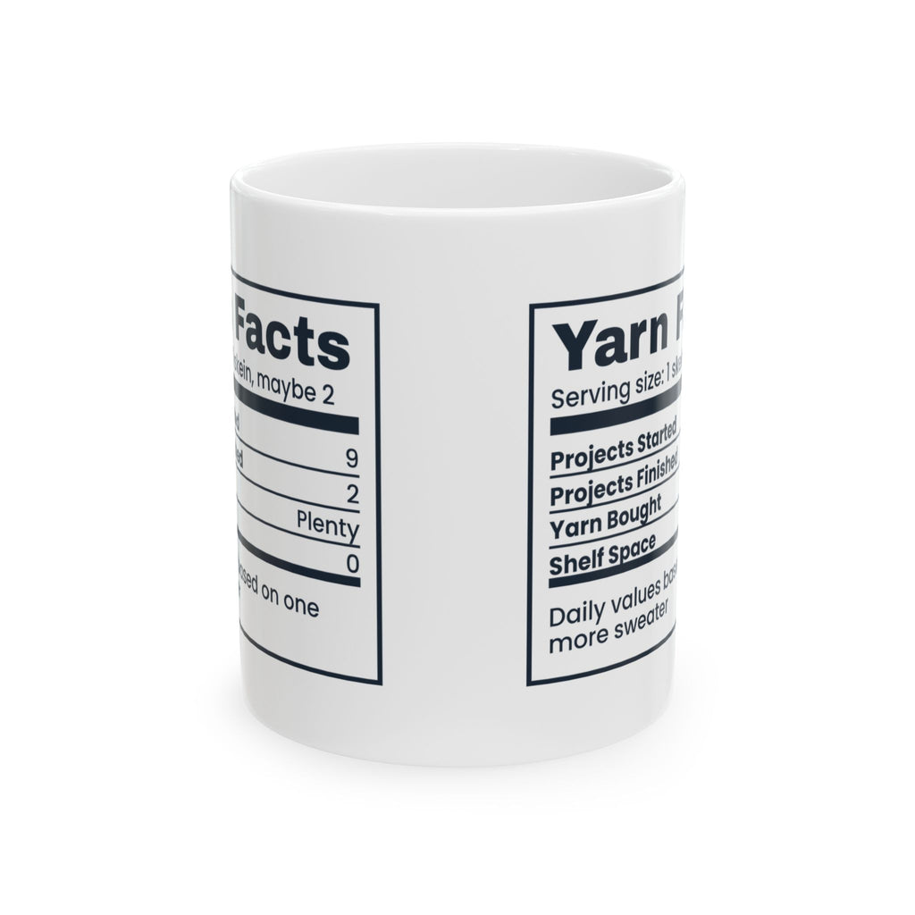 Funny Knitting Coffee Mug Yarn Facts Nutrition Label For Knitters