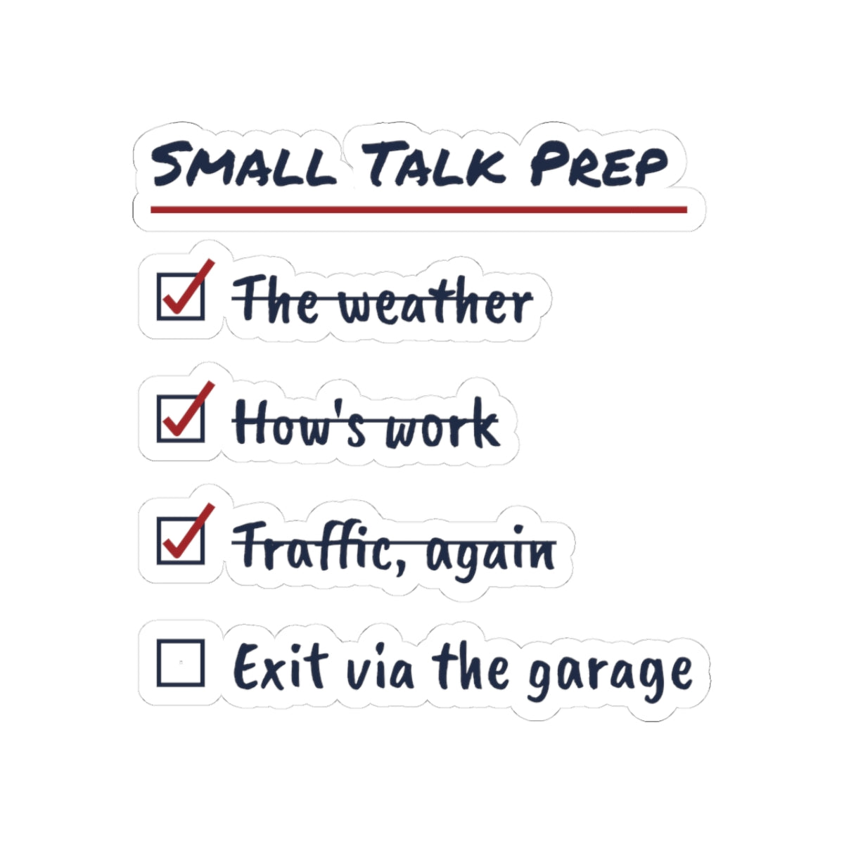 Funny Christmas Sticker Small Talk Prep Checklist For Introverts