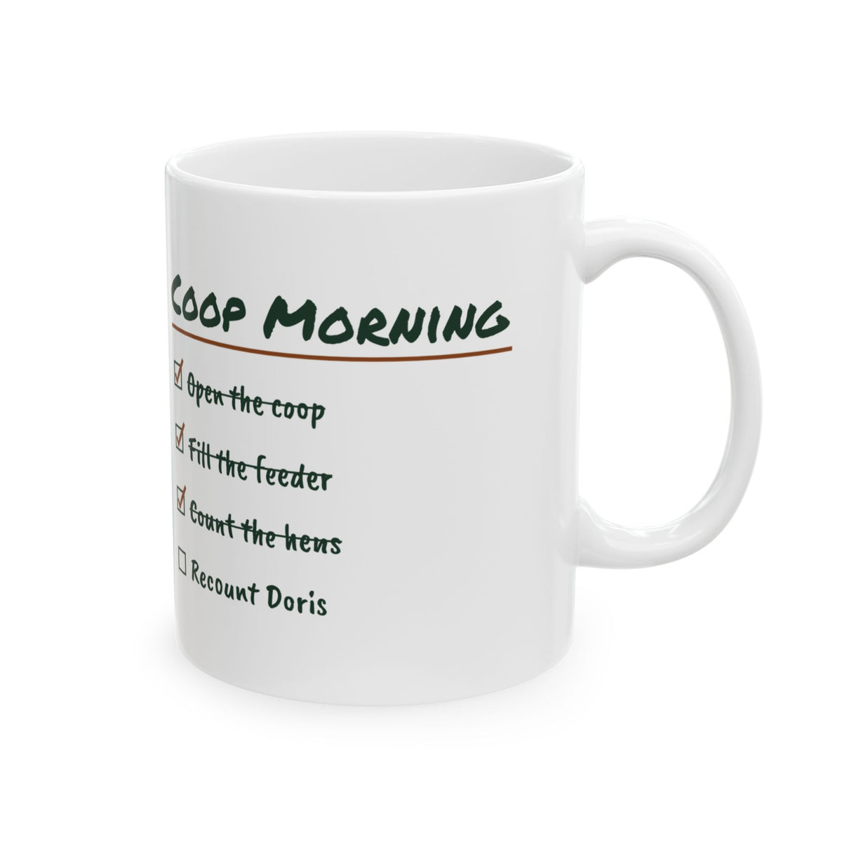 Funny Chicken Coffee Mug Coop Morning Recount Doris For Chicken Keepers