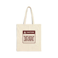 Funny Christmas Dog Tote Bag Above The Wag Line Caution Label