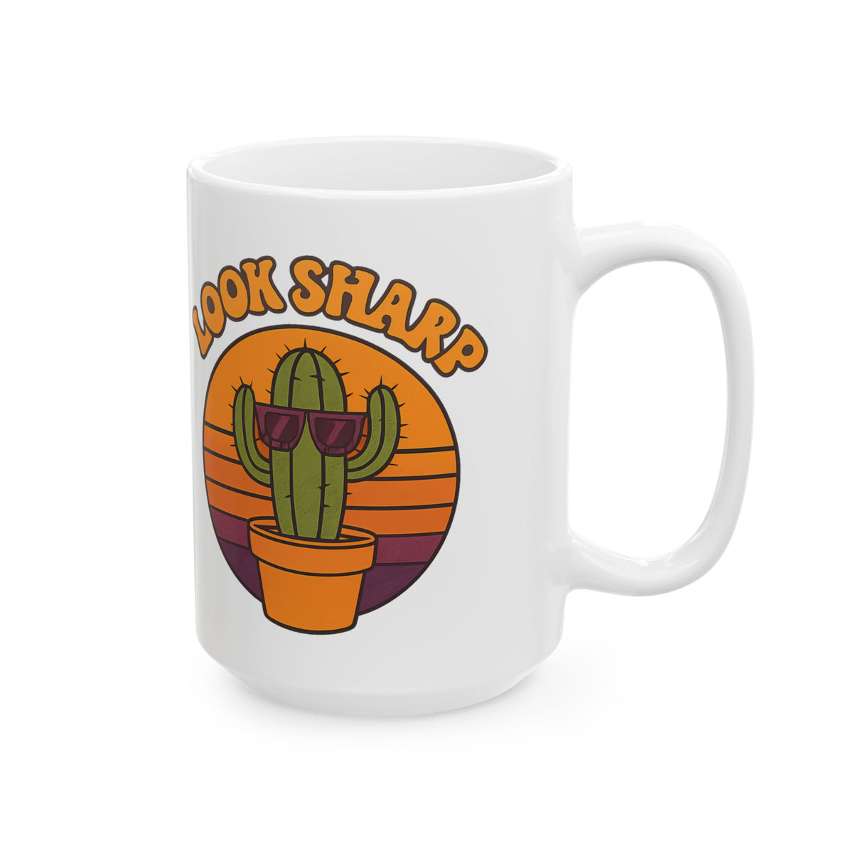 Look Sharp Funny Retro Cactus Plant Lover Coffee Mug