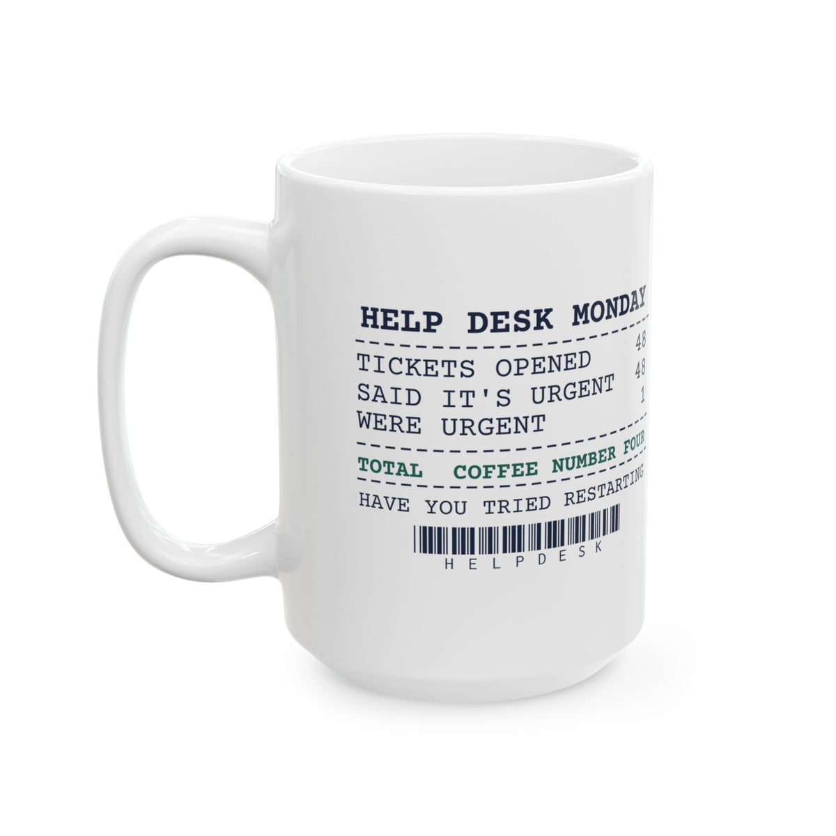 Funny IT Support Coffee Mug Marked Urgent 48 Were Urgent 1 Receipt