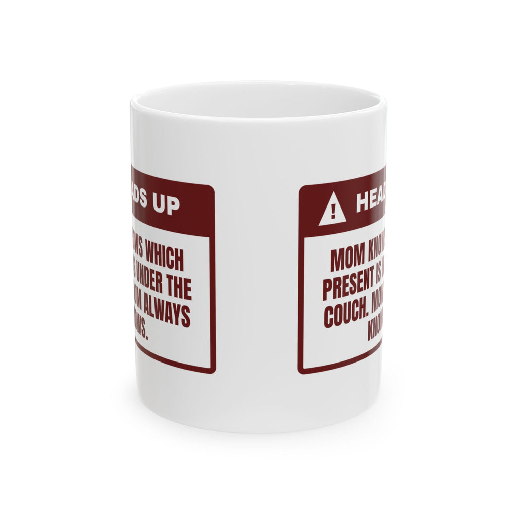 Funny Christmas Mom Coffee Mug Mom Knows What's Under The Couch