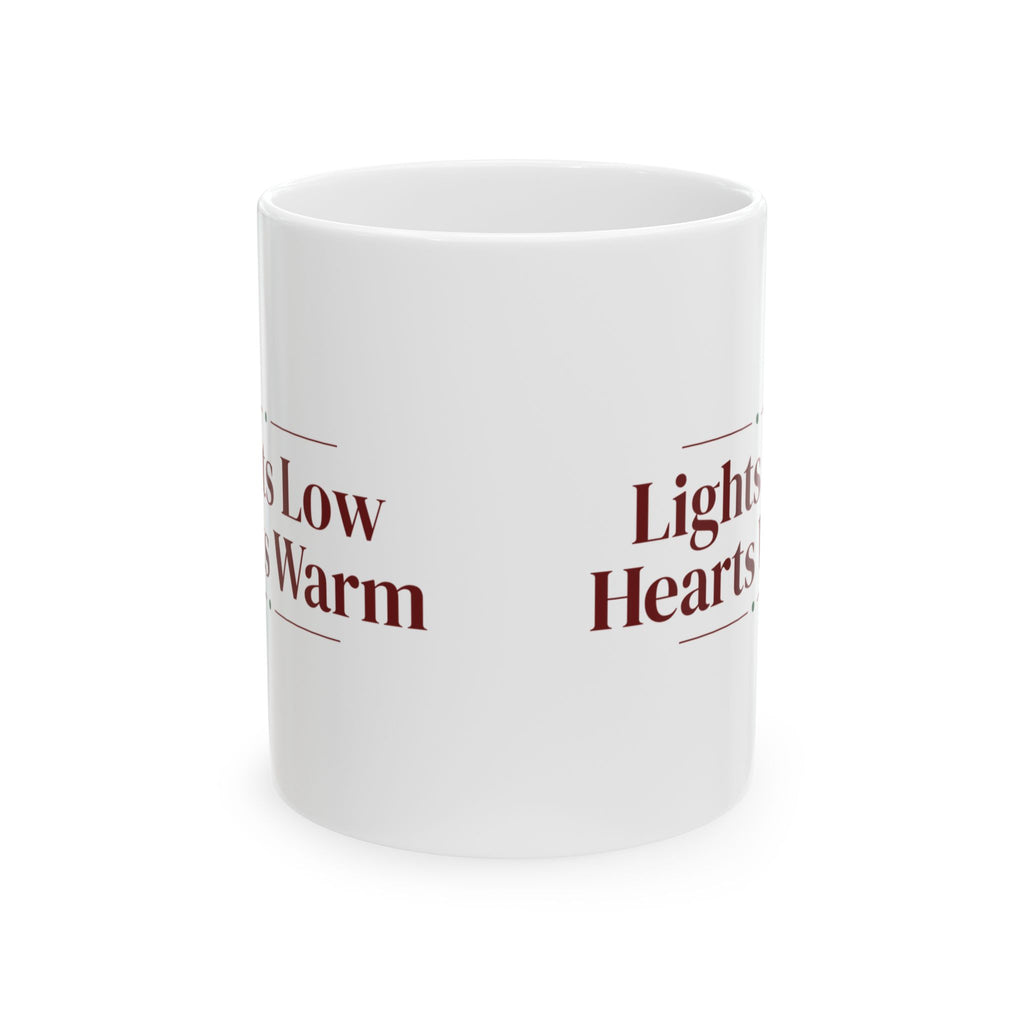 Christmas Coffee Mug Lights Low Hearts Warm Cozy Mug
