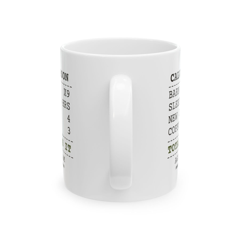 Funny Farmer Coffee Mug Calving Checks 2 AM 4 AM 6 AM Receipt