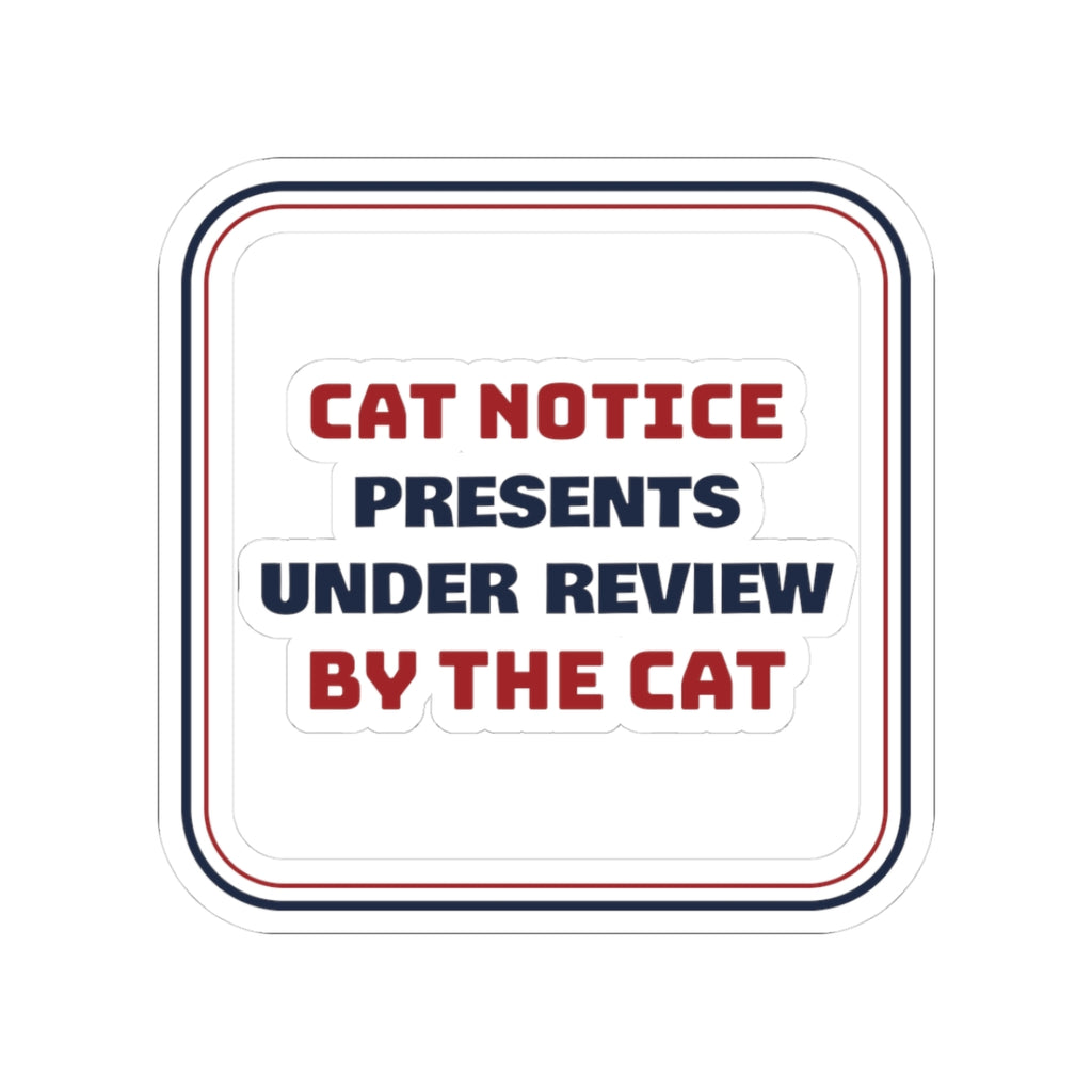Funny Christmas Sticker Presents Under Review By The Cat Sign